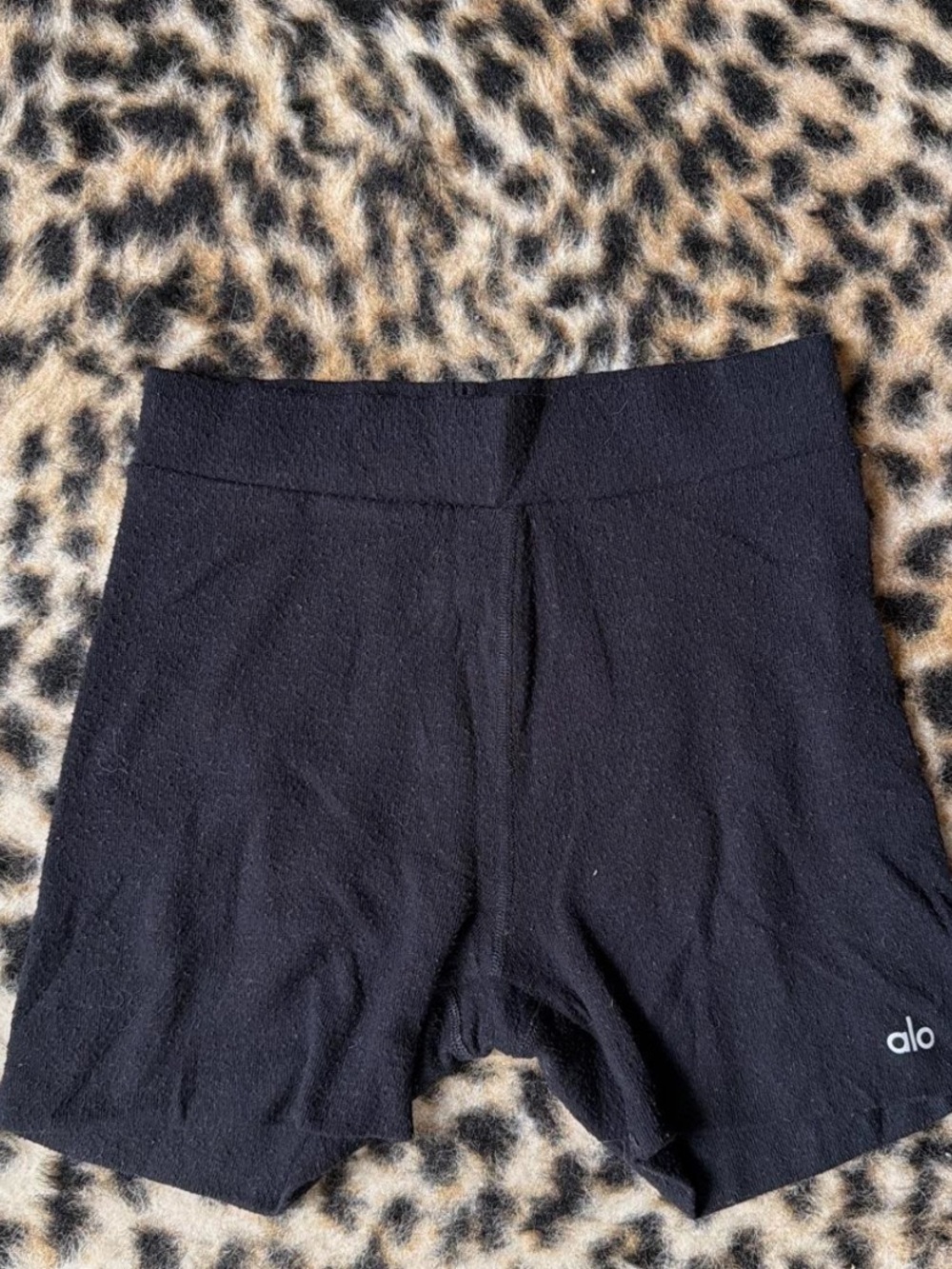 ALO Yoga Black High-Rise Bike Shorts with Subtle Logo